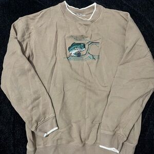 RedHead Men's Beige Crewneck Sweater with Fish Motif